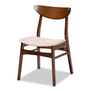 Baxton Studio Baxton Studio Philip 5-Piece Mid-Century Dining Set with Walnut Finish & Light Beige Upholstery Parlin/Hexa-Latte/Walnut-5PC Dining Set