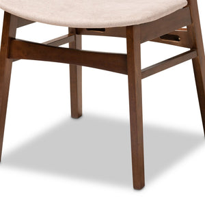 Baxton Studio Baxton Studio Mid-Century Modern 5-Piece Dining Set with Faux Marble Table and Upholstered Chairs Beige Paras-Latte/Walnut-5PC Dining Set