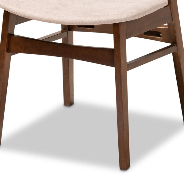 Baxton Studio Baxton Studio Mid-Century Modern 5-Piece Dining Set with Faux Marble Table and Upholstered Chairs Beige Paras-Latte/Walnut-5PC Dining Set