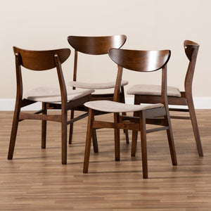 Baxton Studio Baxton Studio 4-Piece Mid-Century Dining Chair Set with Walnut Frame and Comfortable Upholstery Parlin Beige Parlin-Latte/Walnut-DC
