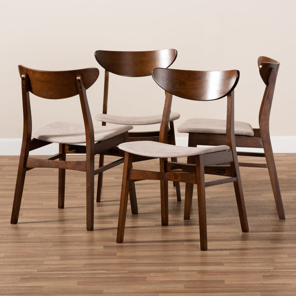 Baxton Studio Baxton Studio 4-Piece Mid-Century Dining Chair Set with Walnut Frame and Comfortable Upholstery Parlin Beige Parlin-Latte/Walnut-DC