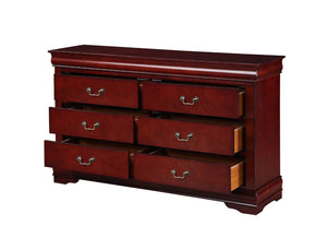 English Elm Louis Philippe Six Drawer Dresser with Brushed Nickel Hardware and Classic Curved Molding Cherry B2726P252752