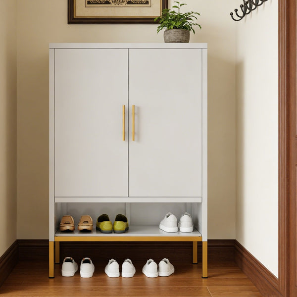 English Elm 40'' Slim Steel Shoe Cabinet 7 Tier Adjustable Shelving Narrow Entryway Organizer W3387P306353