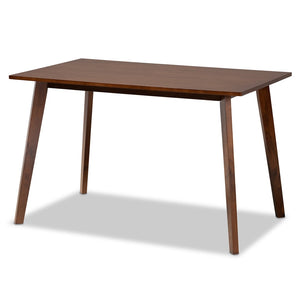 Baxton Studio Baxton Studio Mid-Century Modern 5-Piece Dining Set with Light Beige Upholstered Chairs & Walnut Finish Orion Grey Parlin/Fiesta-Smoke/Walnut-5PC Dining Set