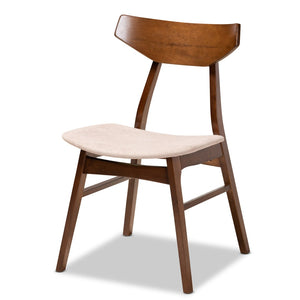 Baxton Studio Baxton Studio Lois 5-Piece Dining Set - Mid-Century Modern Light Beige Upholstered Walnut Wood Elegance Danica/Fiesta-Latte/Walnut-5PC Dining Set
