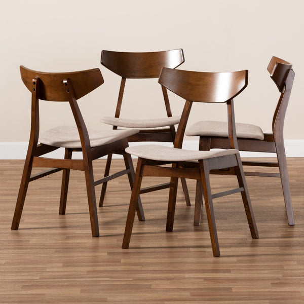 Baxton Studio Baxton Studio Danica Mid-Century Modern 4-Piece Dining Chair Set in Light Beige & Walnut Finish Danica-Latte/Walnut-DC