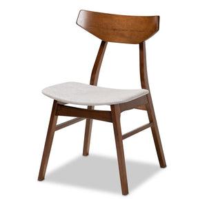 Baxton Studio Baxton Studio 5-Piece Mid-Century Dining Set with Light Grey Upholstery & Walnut Brown Finish Danica/Fiesta-Smoke/Walnut-5PC Dining Set