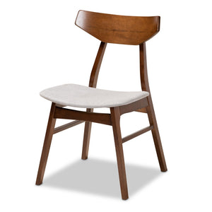 Baxton Studio Baxton Studio 5-Piece Mid-Century Modern Dining Set - Light Grey Upholstery & Walnut Brown Finish Danica/Hexa-Smoke/Walnut-5PC Dining Set