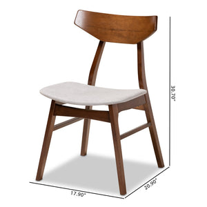 Baxton Studio Baxton Danica 4-Piece Mid-Century Dining Chair Set in Light Grey Fabric & Walnut Wood for Modern Homes Danica-Smoke/Walnut-DC
