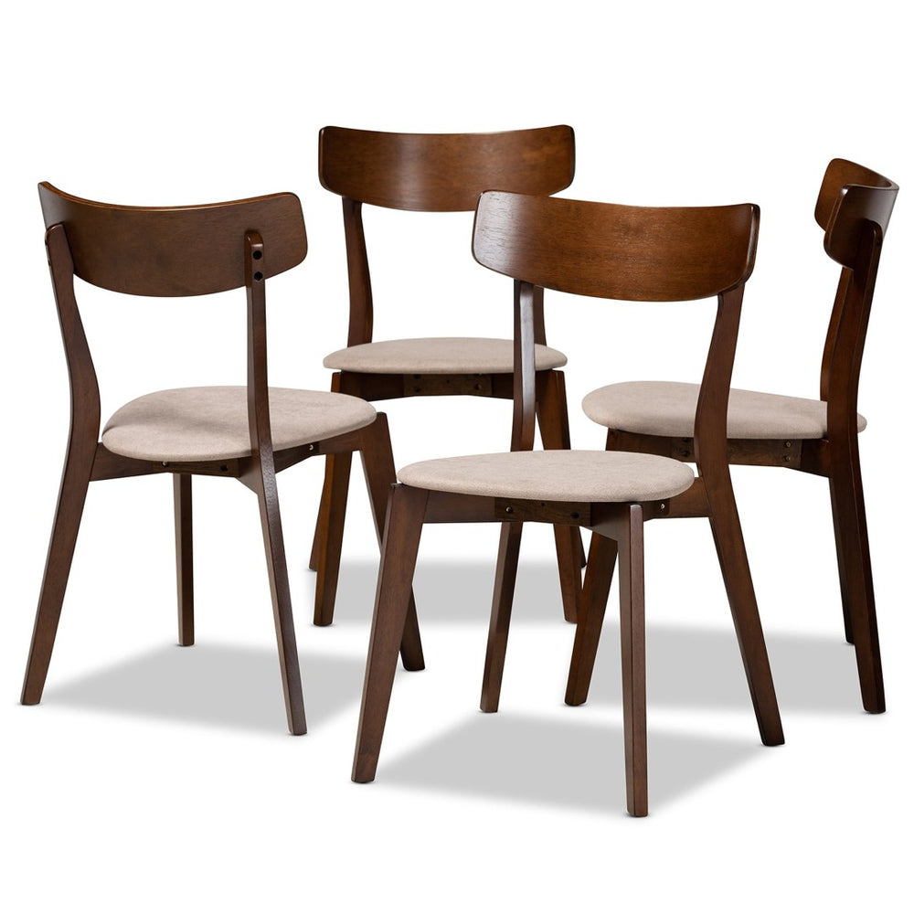 Baxton Studio Baxton Studio Iora Mid-Century Modern 4-Piece Dining Chair Set with Light Beige Upholstery & Walnut Wood Iora-Latte/Walnut-DC
