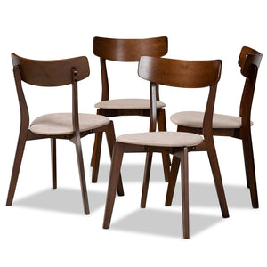 Baxton Studio Baxton Studio Iora Mid-Century Modern 4-Piece Dining Chair Set with Light Beige Upholstery & Walnut Wood Iora-Latte/Walnut-DC