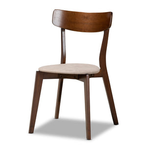 Baxton Studio Baxton Studio 5-Piece Mid-Century Modern Dining Set with Faux Marble Table & Walnut Finish Chairs Reba Beige Reba-Latte/Walnut-5PC Dining Set
