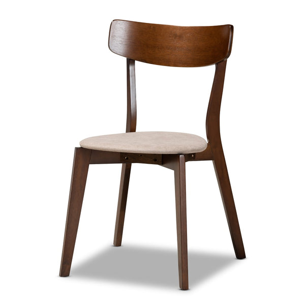 Baxton Studio Baxton Studio 5-Piece Mid-Century Modern Dining Set with Faux Marble Table & Walnut Finish Chairs Reba Beige Reba-Latte/Walnut-5PC Dining Set