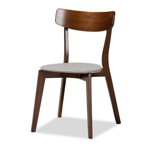 Baxton Studio Baxton Studio 5-Piece Mid-Century Modern Dining Set with Faux Marble Table & Walnut Finish Chairs Reba Grey Reba-Smoke/Walnut-5PC Dining Set