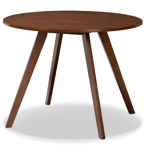 Baxton Studio Baxton Studio Eiko 5-Piece Mid-Century Modern Dining Set with Light Beige Upholstery & Walnut Finish Delvin/Hexa-Latte/Walnut-5PC Dining Set