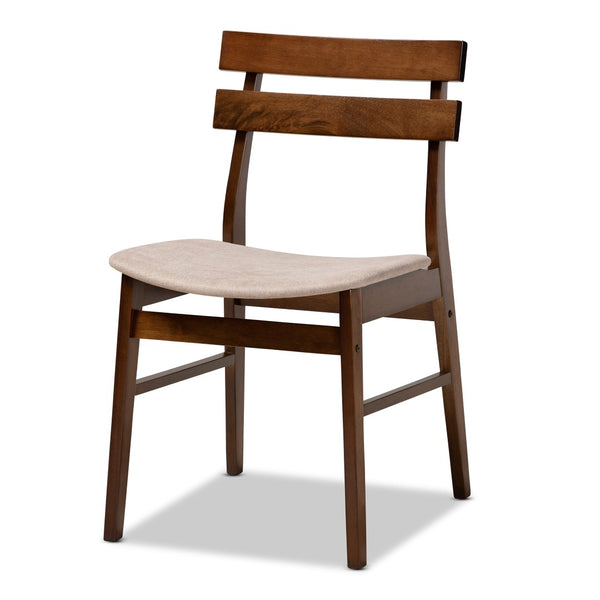 Baxton Studio Baxton Studio Richmond 5-Piece Mid-Century Dining Set with Faux Marble Table & Upholstered Chairs Richmond-Latte/Walnut-5PC Dining Set