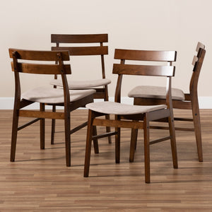Baxton Studio Baxton Studio Devlin 4-Piece Mid-Century Modern Dining Chair Set in Light Beige & Walnut Finish Delvin-Latte/Walnut-DC