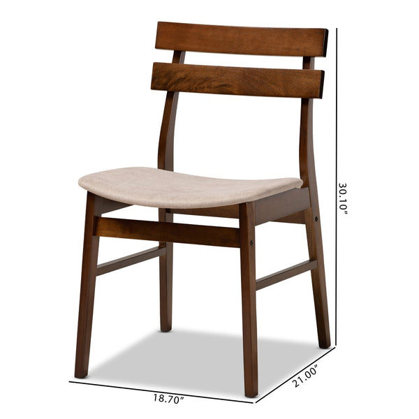 Baxton Studio Baxton Studio Devlin 4-Piece Mid-Century Modern Dining Chair Set in Light Beige & Walnut Finish Delvin-Latte/Walnut-DC