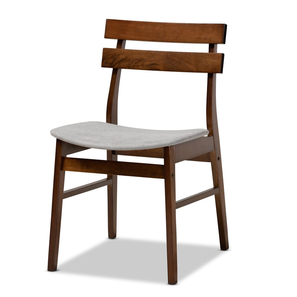 Baxton Studio Baxton Studio Devlin 4-Piece Dining Chair Set - Mid-Century Modern Light Grey Upholstered Comfort Delvin-Smoke/Walnut-DC