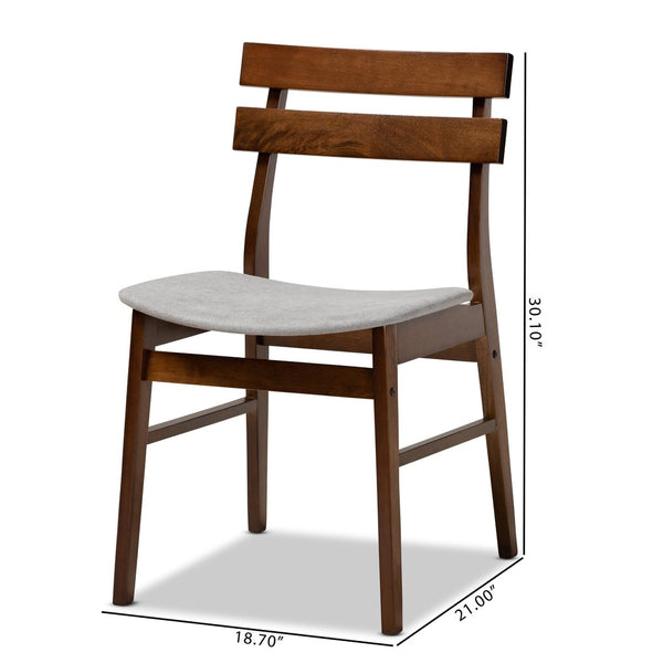 Baxton Studio Baxton Studio Devlin 4-Piece Dining Chair Set - Mid-Century Modern Light Grey Upholstered Comfort Delvin-Smoke/Walnut-DC