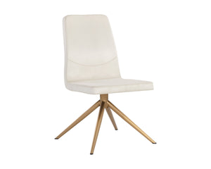 Sunpan Hilda Swivel Upholstered Dining Chair with Gold Legs and Cream Fabric Glam Appeal 108193