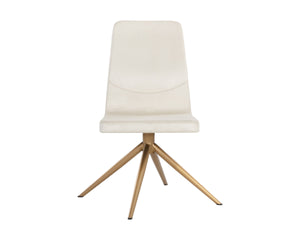 Sunpan Hilda Swivel Upholstered Dining Chair with Gold Legs and Cream Fabric Glam Appeal 108193