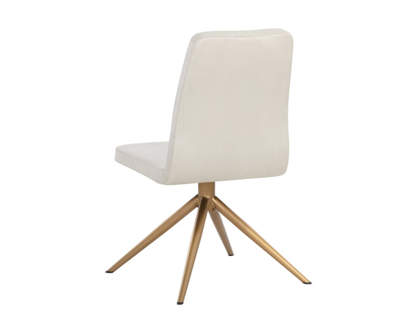 Sunpan Hilda Swivel Upholstered Dining Chair with Gold Legs and Cream Fabric Glam Appeal 108193