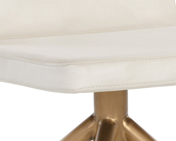 Sunpan Hilda Swivel Upholstered Dining Chair with Gold Legs and Cream Fabric Glam Appeal 108193