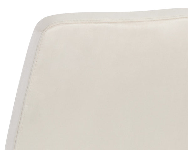 Sunpan Hilda Swivel Upholstered Dining Chair with Gold Legs and Cream Fabric Glam Appeal 108193