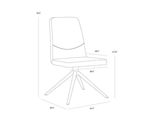 Sunpan Hilda Swivel Upholstered Dining Chair with Gold Legs and Cream Fabric Glam Appeal 108193
