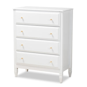 Baxton Studio Baxton Studio Naomi Elegant White 4-Drawer Chest - Classic Glam Storage for Bedroom Essentials MG0038-White-4DW-Chest