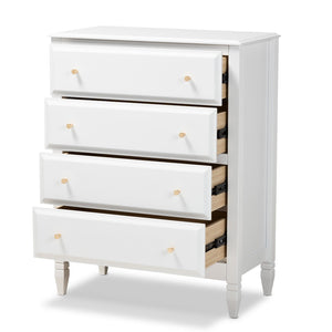 Baxton Studio Baxton Studio Naomi Elegant White 4-Drawer Chest - Classic Glam Storage for Bedroom Essentials MG0038-White-4DW-Chest
