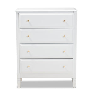 Baxton Studio Baxton Studio Naomi Elegant White 4-Drawer Chest - Classic Glam Storage for Bedroom Essentials MG0038-White-4DW-Chest