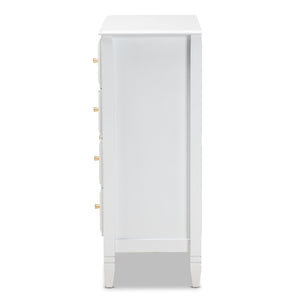 Baxton Studio Baxton Studio Naomi Elegant White 4-Drawer Chest - Classic Glam Storage for Bedroom Essentials MG0038-White-4DW-Chest