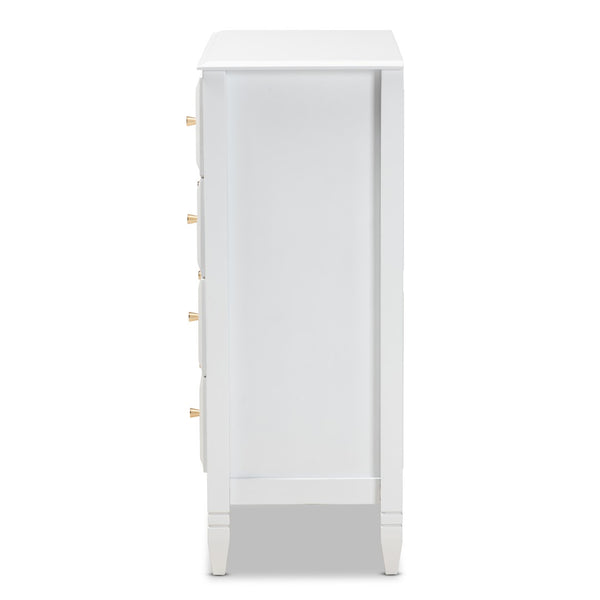 Baxton Studio Baxton Studio Naomi Elegant White 4-Drawer Chest - Classic Glam Storage for Bedroom Essentials MG0038-White-4DW-Chest