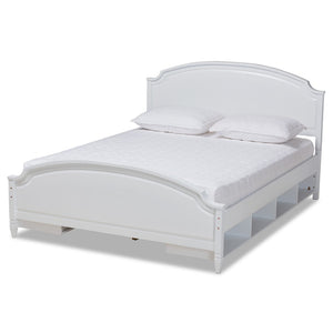 Baxton Studio Baxton Studio Elise Full-Size Storage Platform Bed - Classic White Wood Design with Under-Bed Cubbies MG0038-White-Full