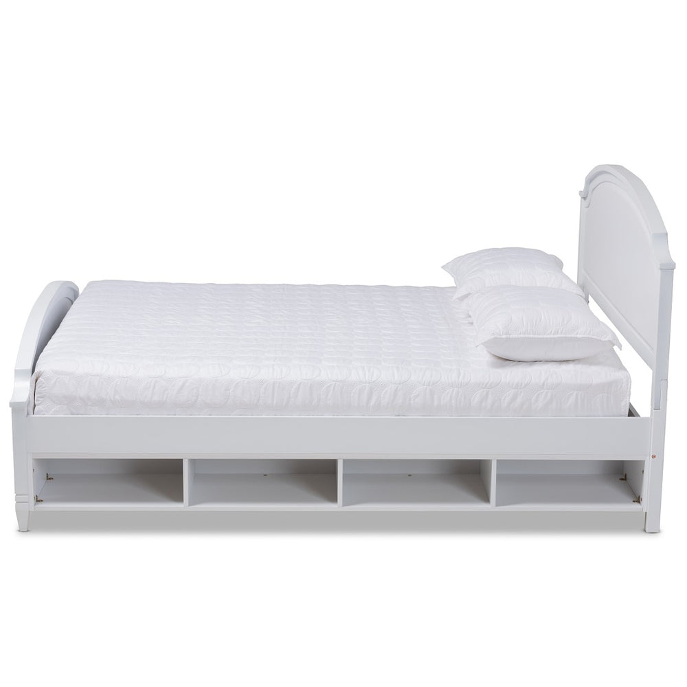 Baxton Studio Baxton Studio Elise Full-Size Storage Platform Bed - Classic White Wood Design with Under-Bed Cubbies MG0038-White-Full