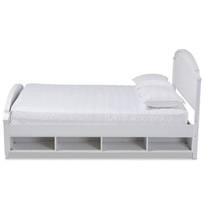 Baxton Studio Baxton Studio Elise Full-Size Storage Platform Bed - Classic White Wood Design with Under-Bed Cubbies MG0038-White-Full