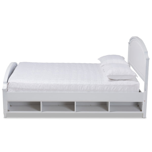 Baxton Studio Baxton Studio Elise Full-Size Storage Platform Bed - Classic White Wood Design with Under-Bed Cubbies MG0038-White-Full