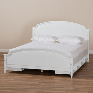 Baxton Studio Baxton Studio Elise Full-Size Storage Platform Bed - Classic White Wood Design with Under-Bed Cubbies MG0038-White-Full