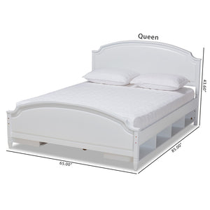 Baxton Studio Baxton Studio Elise Full-Size Storage Platform Bed - Classic White Wood Design with Under-Bed Cubbies MG0038-White-Full