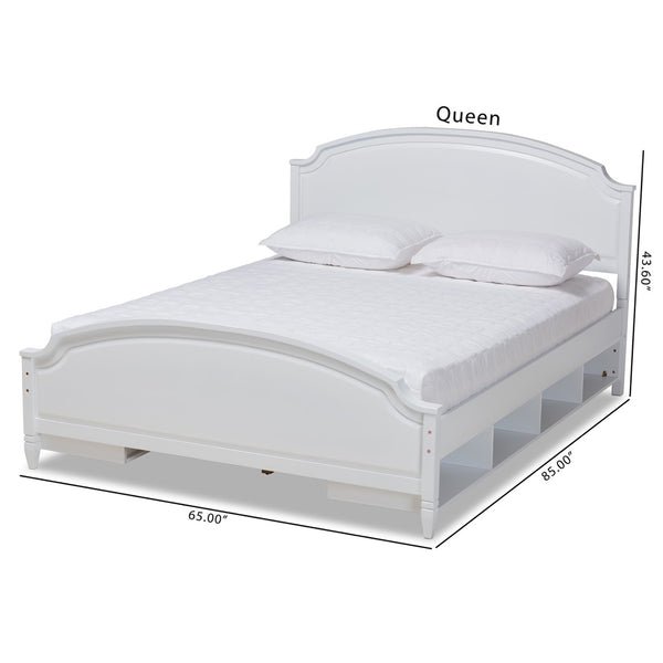 Baxton Studio Baxton Studio Elise Full-Size Storage Platform Bed - Classic White Wood Design with Under-Bed Cubbies MG0038-White-Full