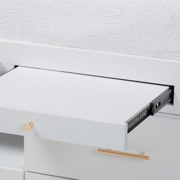 Baxton Studio Baxton Studio Mirza Modern White Wood Twin Storage Bed with Desk & 5 Drawers for Kids' Rooms MG0041-White-Twin
