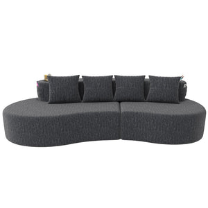 English Elm Modern Half Moon Chenille Sectional Three Seat Curved Sofa for Living Room or Apartment Dark Gray W395P435346