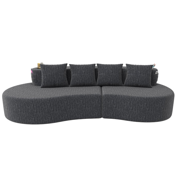 English Elm Modern Half Moon Chenille Sectional Three Seat Curved Sofa for Living Room or Apartment Dark Gray W395P435346