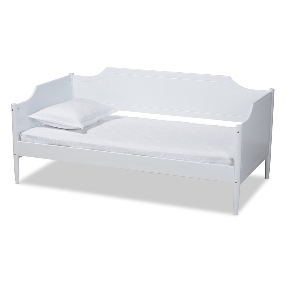 Baxton Studio Baxton Alya Classic Farmhouse Twin Daybed - White Wood Sofa Bed for Kids & Guest Rooms, Durable Design MG0016-1-White-Daybed