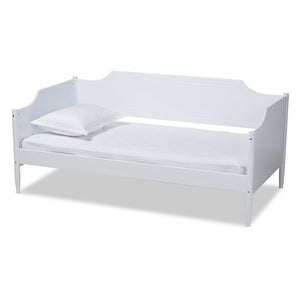 Baxton Studio Baxton Alya Classic Farmhouse Twin Daybed - White Wood Sofa Bed for Kids & Guest Rooms, Durable Design MG0016-1-White-Daybed