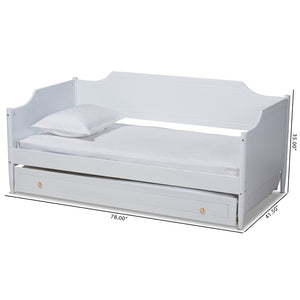 Baxton Studio Baxton Studio Alya White Farmhouse Daybed with Trundle - Stylish Twin Sofa & Guest Bed Solution MG0016-1-White-Daybed with Trundle