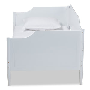 Baxton Studio Baxton Alya Classic Farmhouse Twin Daybed - White Wood Sofa Bed for Kids & Guest Rooms, Durable Design MG0016-1-White-Daybed