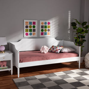 Baxton Studio Baxton Alya Classic Farmhouse Twin Daybed - White Wood Sofa Bed for Kids & Guest Rooms, Durable Design MG0016-1-White-Daybed